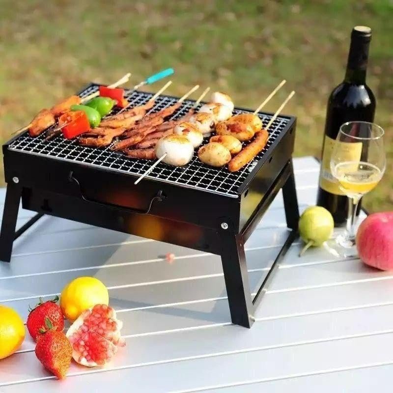 BBQ Oven - Large Capacity Portable Charcoal Barbecue Grill Toaster in Black, Features Stable Legs and Easy Clean Ash Pan, Perfect for Outdoor Cooking, Grilling Steaks, Chicken,... - صورة 4