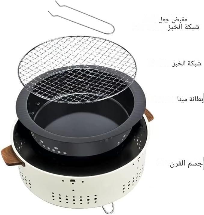 Camping Grill - Portable mini round charcoal barbecue stove for outdoor adventures and home parties. Multifunctional steak grilling rack ensures even heat distribution. Compact... - صورة 5