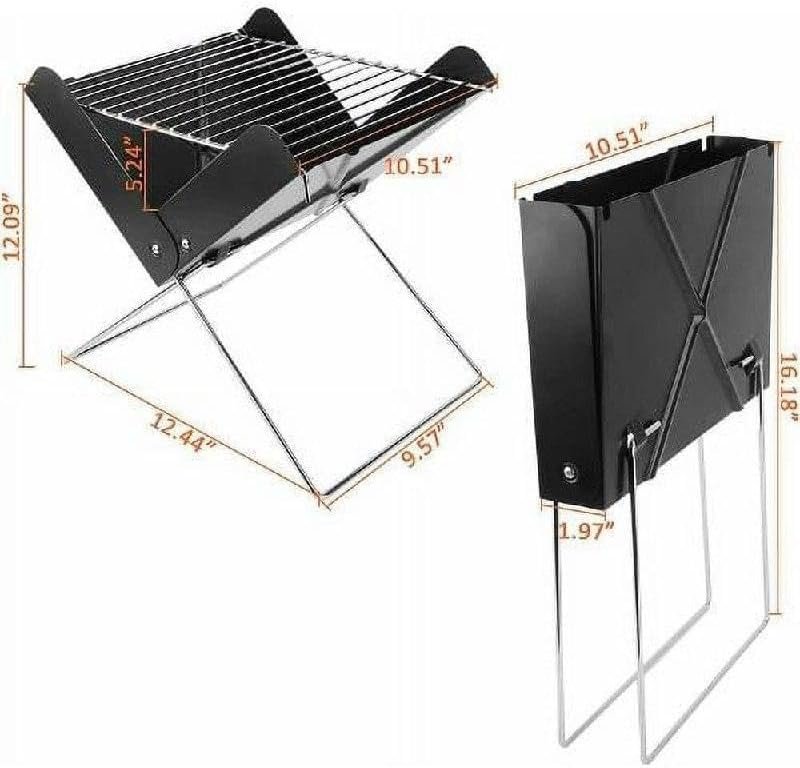 Charcoal Barbecue - Lightweight Folding Grill with Notebook Shape Design, 12 Inch Portable Mini Tabletop BBQ, Detachable and Collapsible Structure for Camping, Hiking, and... - صورة 11