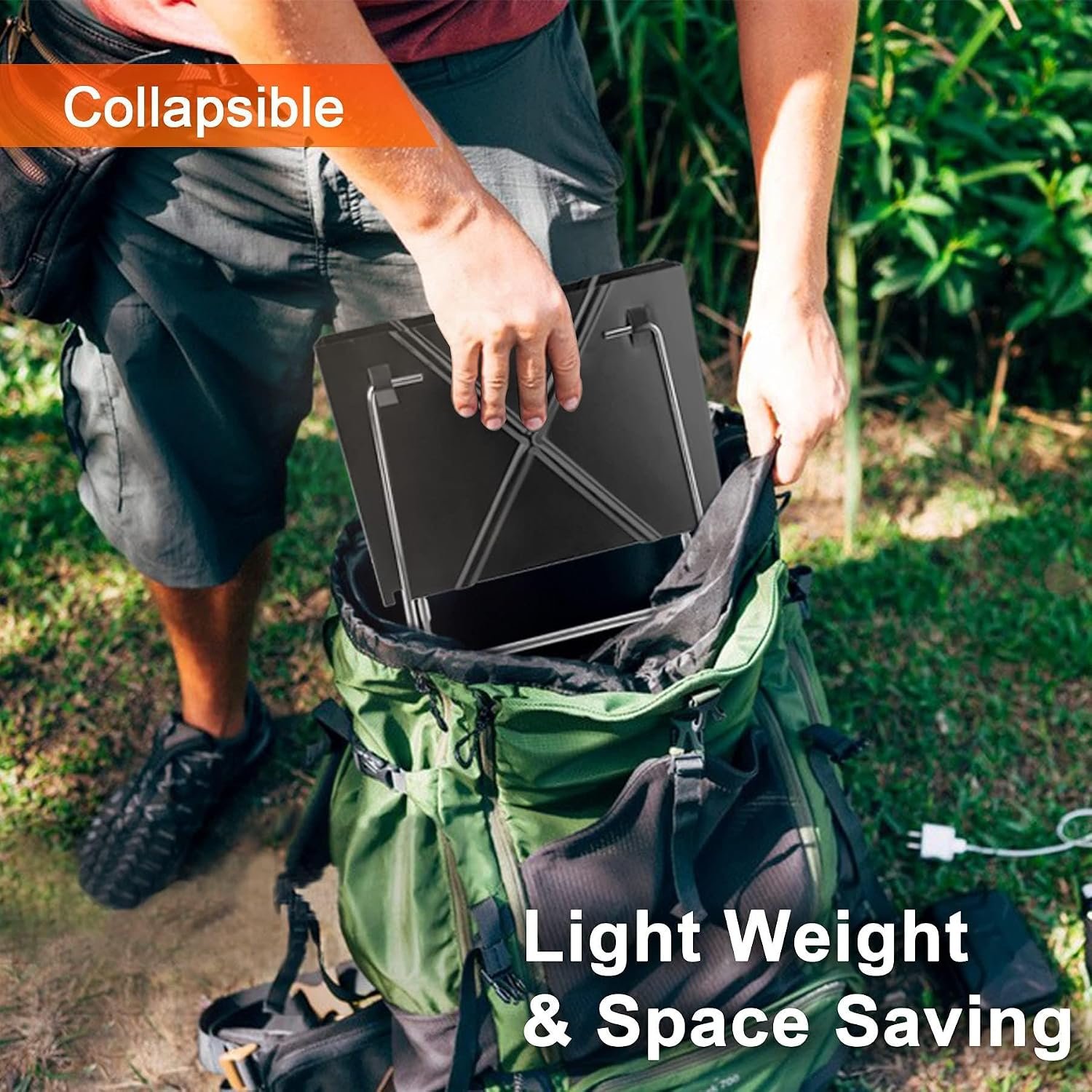 Portable Grill - Compact 12 Inch Charcoal BBQ with Folding Notebook Design, Detachable Legs for Easy Storage, Mini Tabletop Camping Barbecue Grill in Sleek Black Finish for... - صورة 2