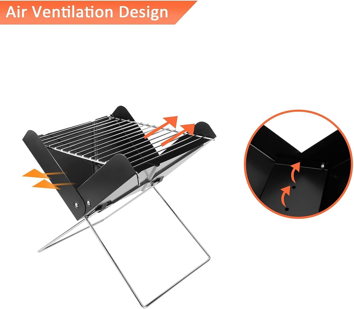 Folding Grill - Ultra Compact 12 Inch Charcoal BBQ with Unique Notebook Style, Detachable Mini Tabletop Barbecue for Camping, Easy to Clean and Store, Perfect for Small Spaces... - صورة 4