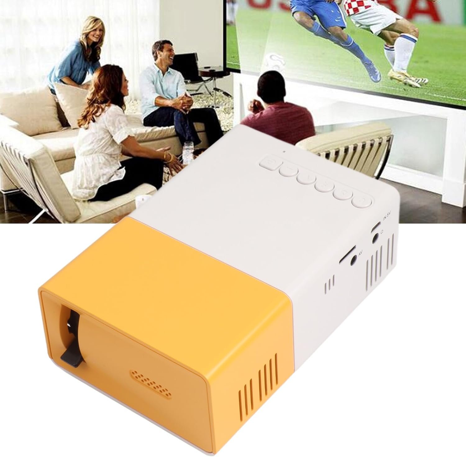 جهاز عرض صغير محمول FHD 320P للوسائط المتعددة للسينما المنزلية، جيب LED لاجهزة اللابتوب ووحدات تحكم الالعاب وبطاقات TF والكاميرات واقراص U، 1920 x 1080، ال بريكو، (HDMI، USB) - صورة 3