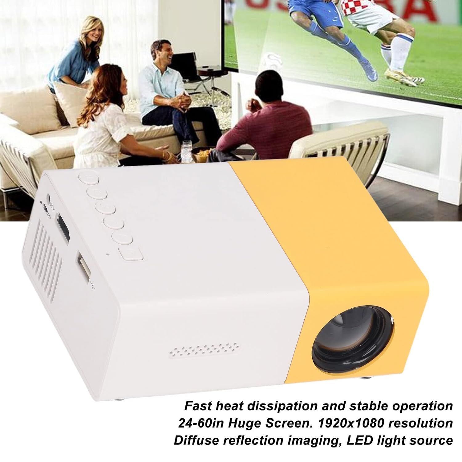 جهاز عرض محمول، صغير 240x320 4:3 TFT LCD، شاشة 24-60 انش، سينما بشاشة كبيرة، للمنزل والخارج، يدعم عمر LED 30000 ساعة (EU)، 1920 x 1080 - صورة 12