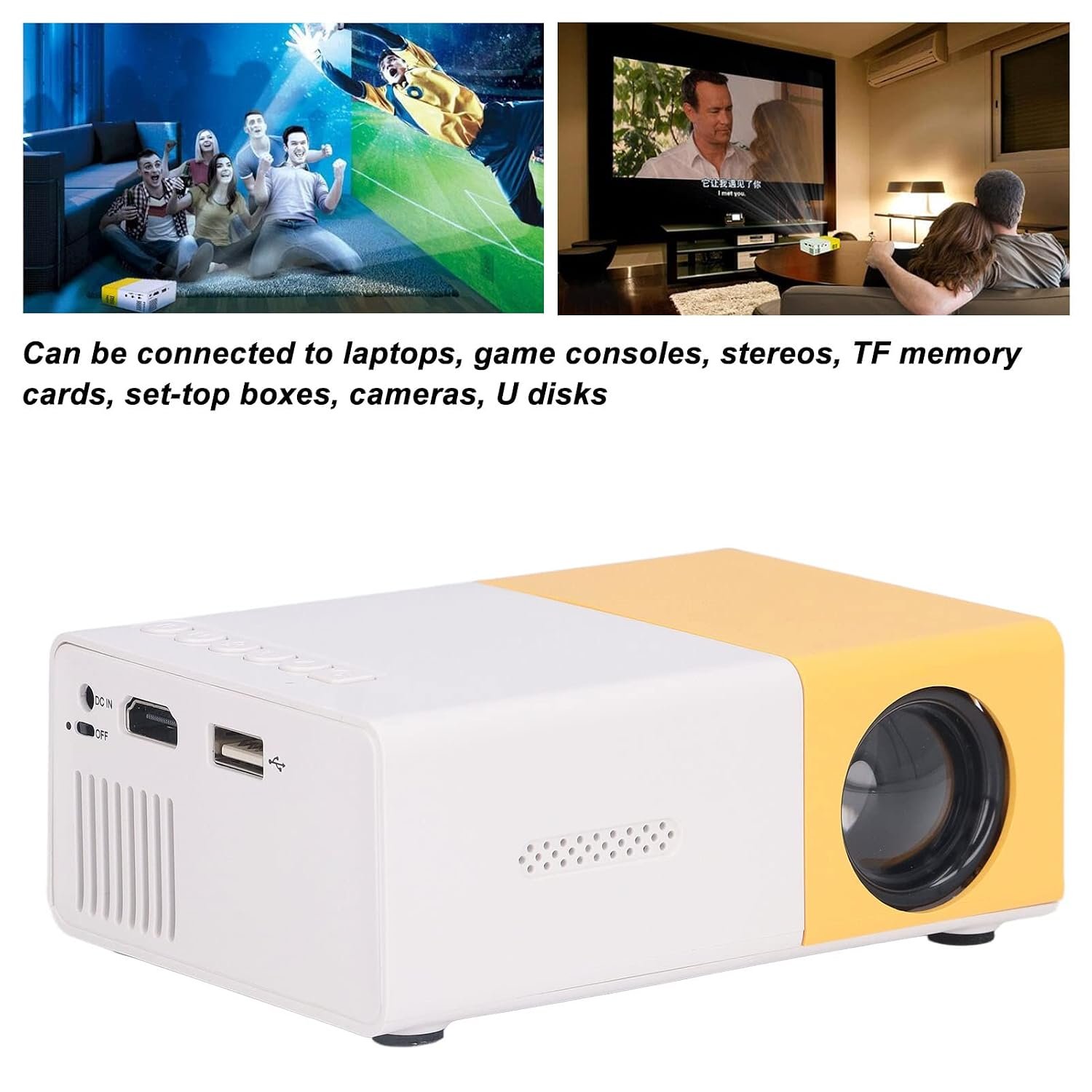 جهاز عرض محمول، صغير 240x320 4:3 TFT LCD، شاشة 24-60 انش، سينما بشاشة كبيرة، للمنزل والخارج، يدعم عمر LED 30000 ساعة (EU)، 1920 x 1080 - صورة 11