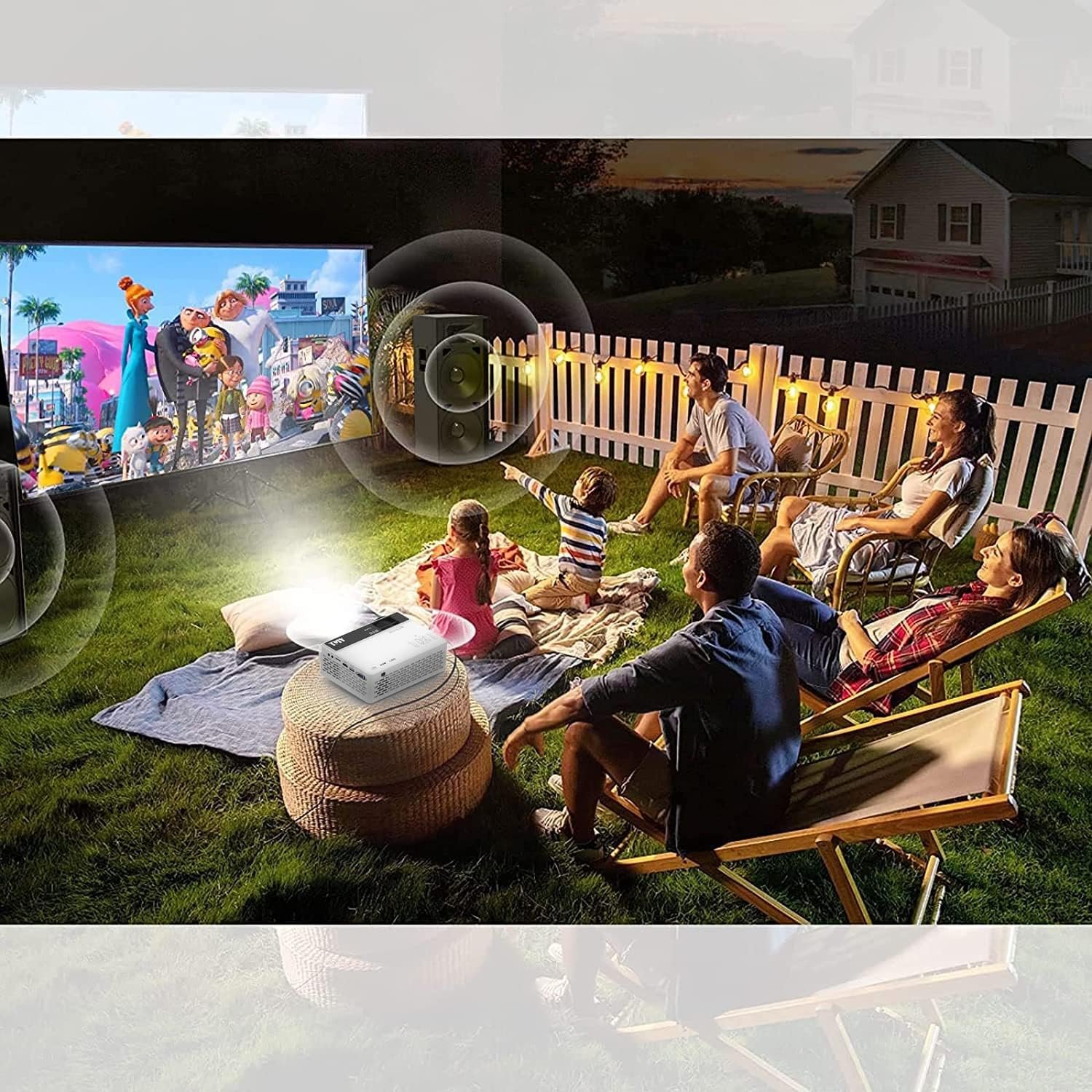 جهاز عرض صغير من فانكيو ليجر 3 برو، شاشة FHD 1080P و170 بوصة، LCD يبلغ 20000 ساعة، متوافق مع تي في ستيك وبلاي ستيشن 4 واتش دي ام اي وVGA وTF ، واي فاي، HDMI، متعدد الألوان، 2400... - صورة 5