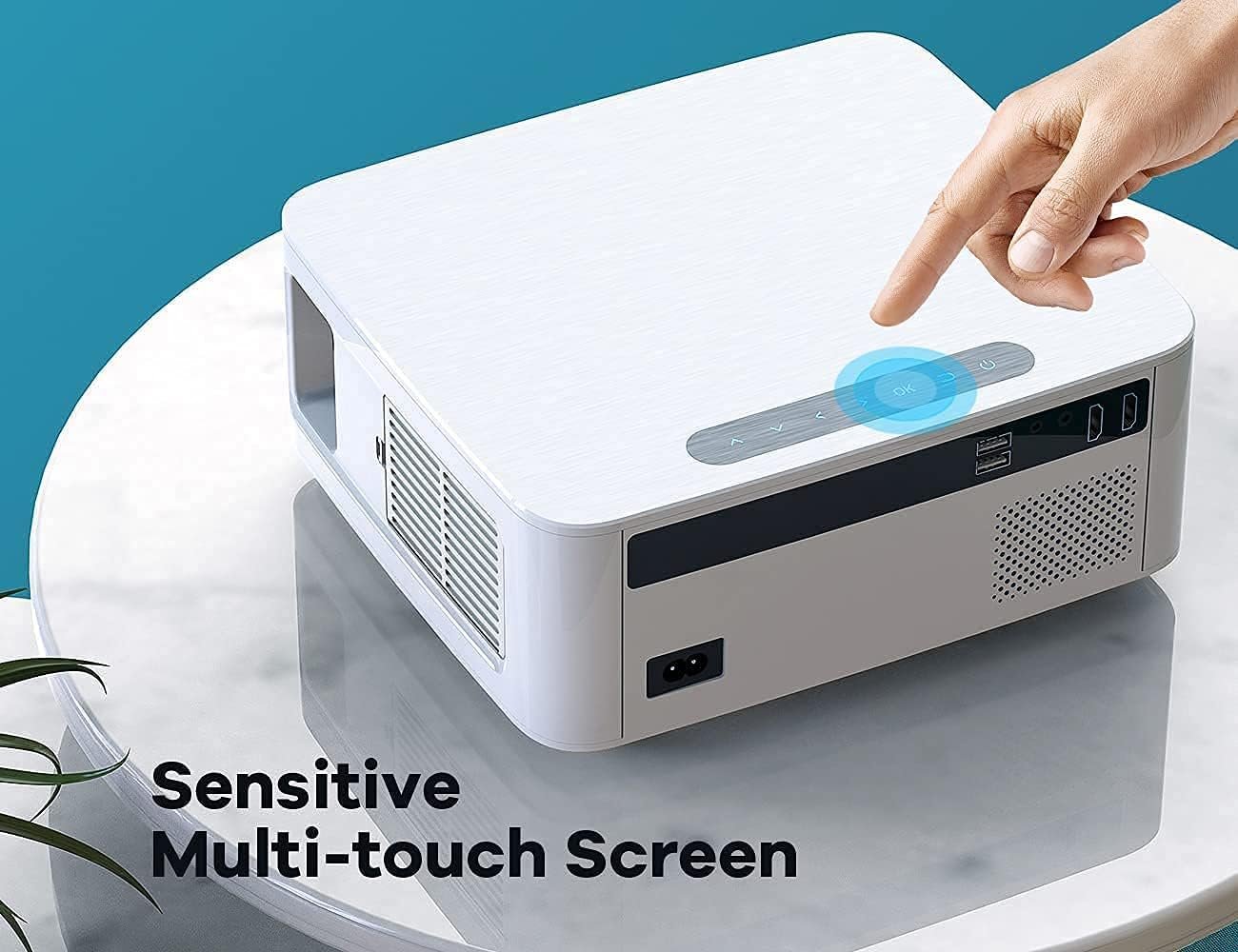 جهاز عرض بلوتوث FHD 1080 بكسل، محمول 2.4+5G واي فاي يدعم 4K، 8000 لومن، 10000: بخاصية تباين واحد، تكبير 50% للأماكن الخارجية، مع الموبايل والسينما المنزلية، والأفلام، تي في... - صورة 2