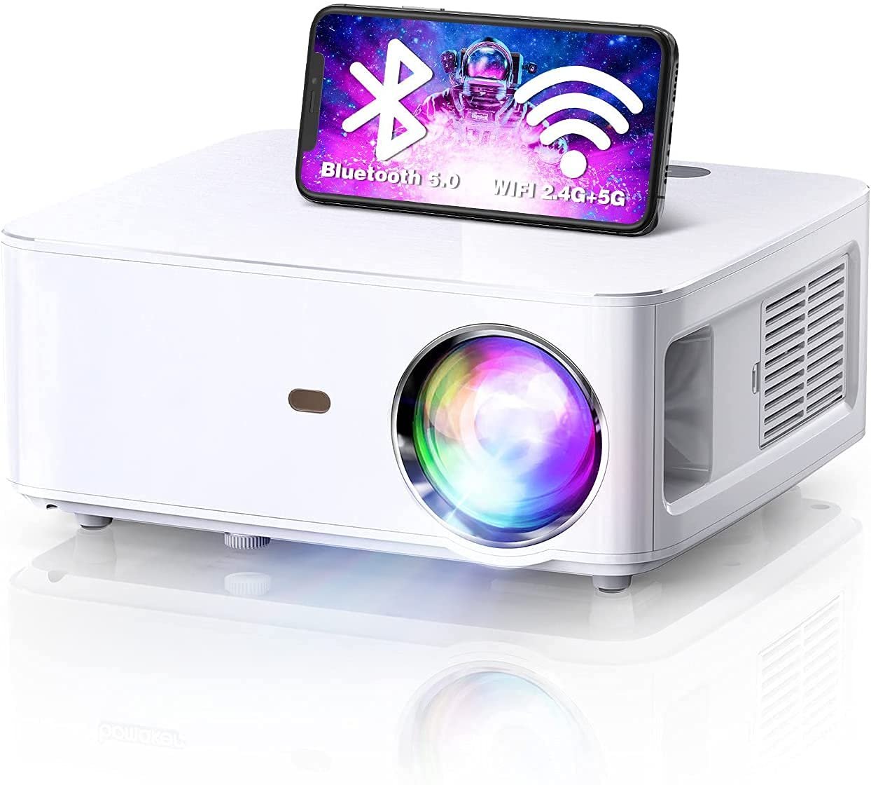 جهاز عرض بلوتوث FHD 1080 بكسل، محمول 2.4+5G واي فاي يدعم 4K، 8000 لومن، 10000: بخاصية تباين واحد، تكبير 50% للأماكن الخارجية، مع الموبايل والسينما المنزلية، والأفلام، تي في... - صورة 8