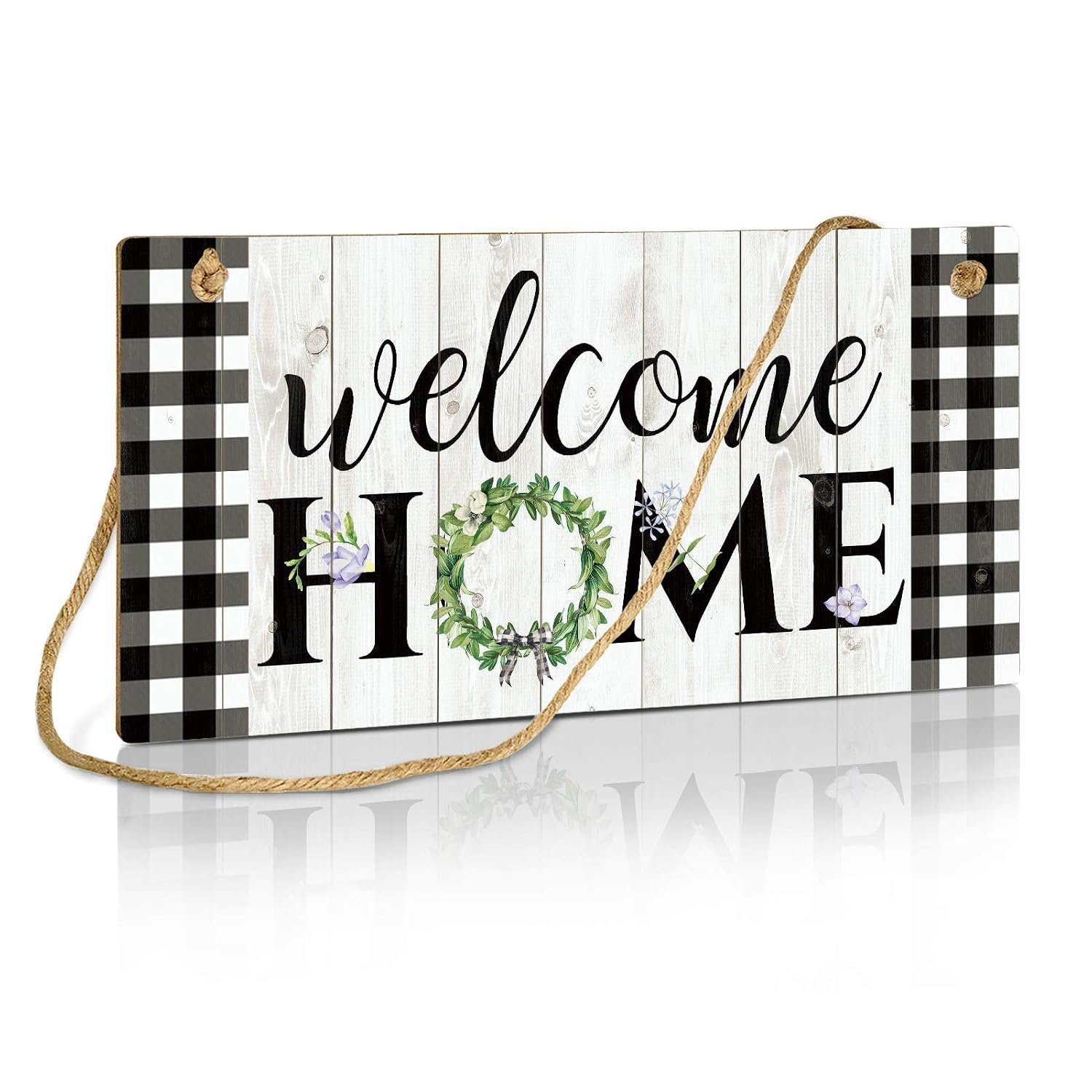 بوتو ديكور لافتة بعبارة «Welcome Home» مقاس 10×5 انش للتعليق على الباب والحائط - صورة 2