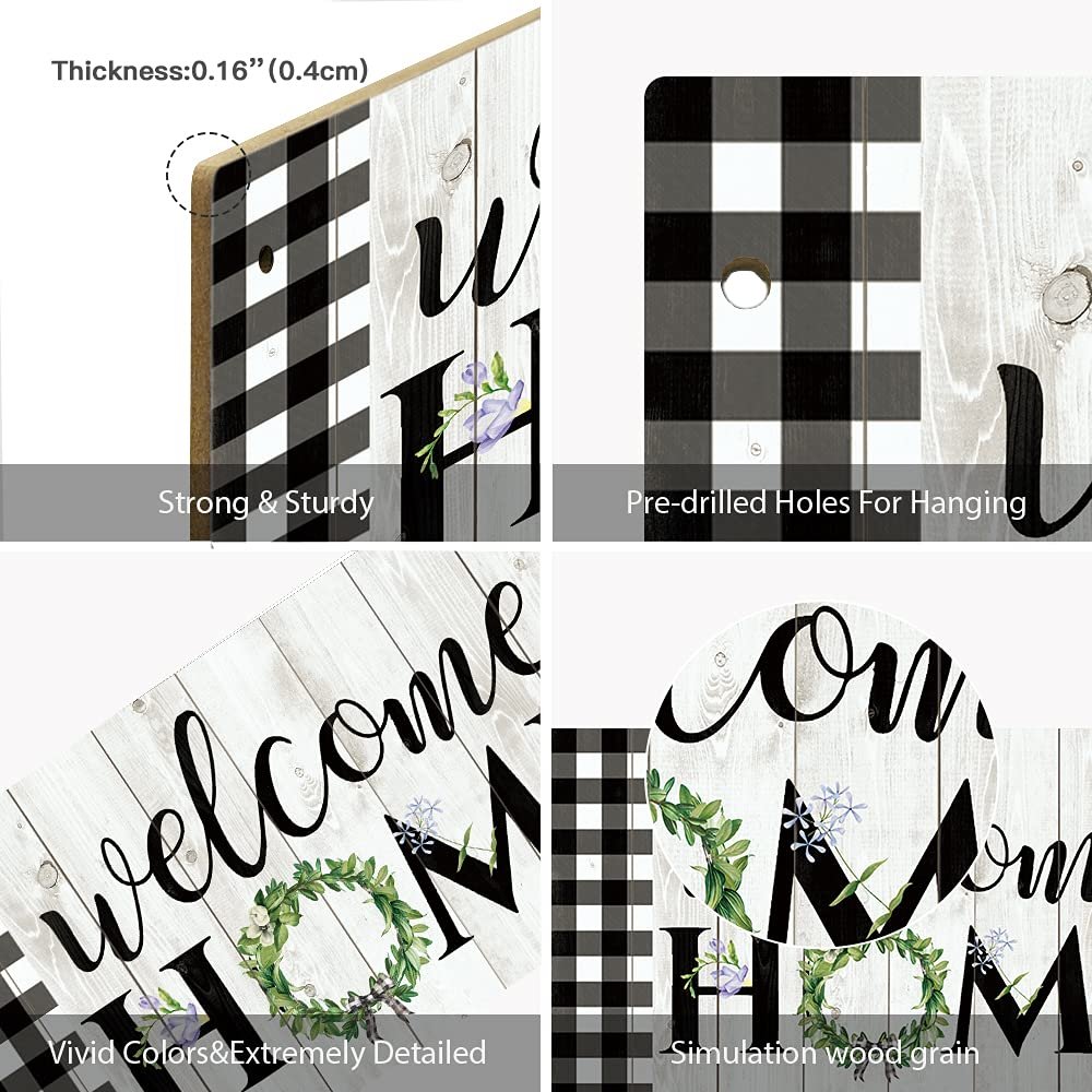 بوتو ديكور لافتة بعبارة «Welcome Home» مقاس 10×5 انش للتعليق على الباب والحائط - صورة 5