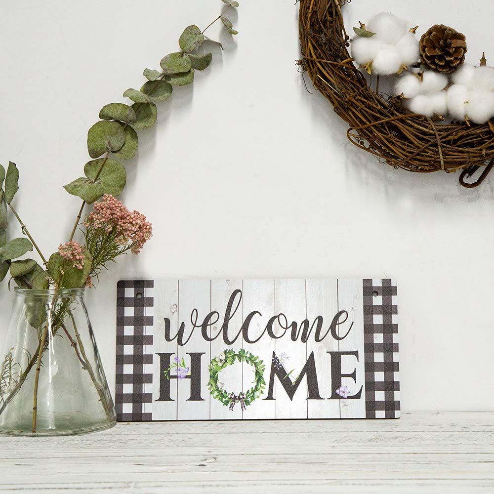 بوتو ديكور لافتة بعبارة «Welcome Home» مقاس 10×5 انش للتعليق على الباب والحائط - صورة 3