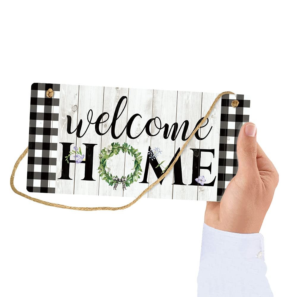بوتو ديكور لافتة بعبارة «Welcome Home» مقاس 10×5 انش للتعليق على الباب والحائط - صورة 6