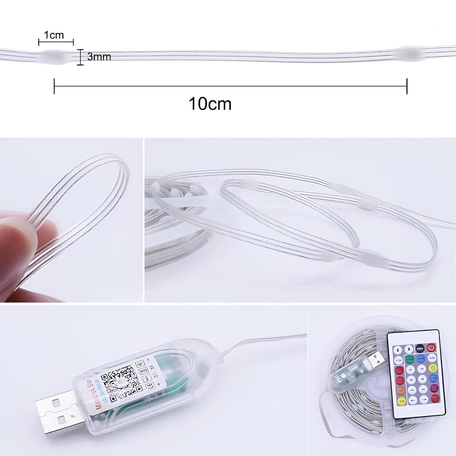 شريط إضاءة ليد USB - مصابيح ذكية بألوان الفضاء اللوني ار جي بي مقاومة للماء، طول 5 م مع تحكم عن طريق تطبيق الموبايل، جهاز تحكم عن بعد متضمن لسهولة تخصيص الألوان واعداد الأجواء. - صورة 10