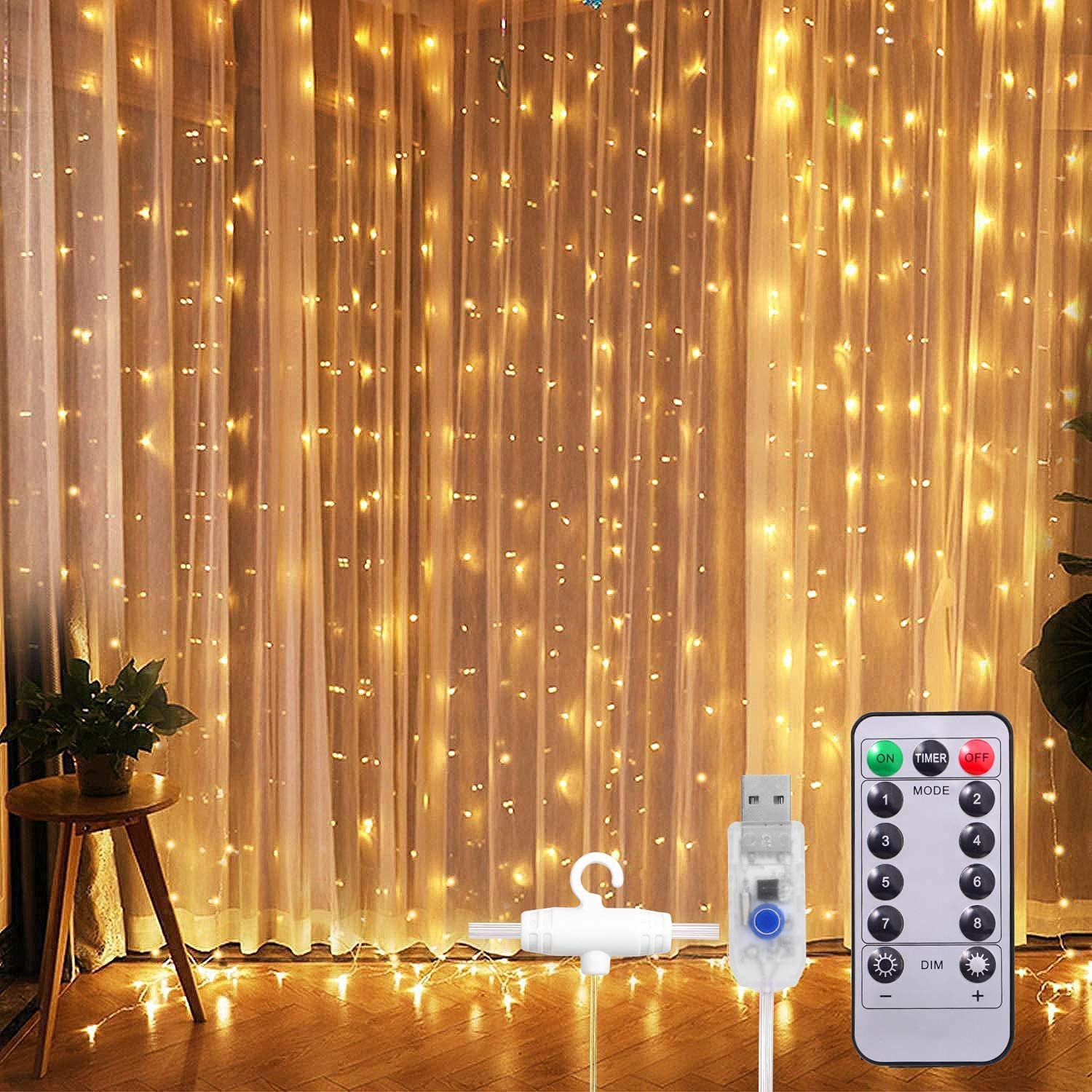 شريط ستارة نافذة مقاوم للماء باضاءة LED USB مع جهاز تحكم عن بعد من ساينش (1×3 متر)، أصفر - صورة 7