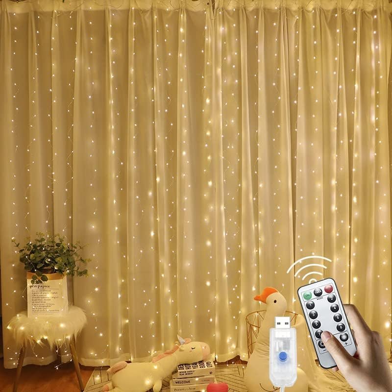 ستارة زينة بنمط نجوم لعيد الفصح بطول 3.5 متر من نيكومي باضواء led ليلية قمر ونجوم لتزيين المنزل مزودة بجهاز تحكم عن بعد بطارية ايه تعمل بمنفذ USB بي اس نسخة مطورة عدد 1 - صورة 7