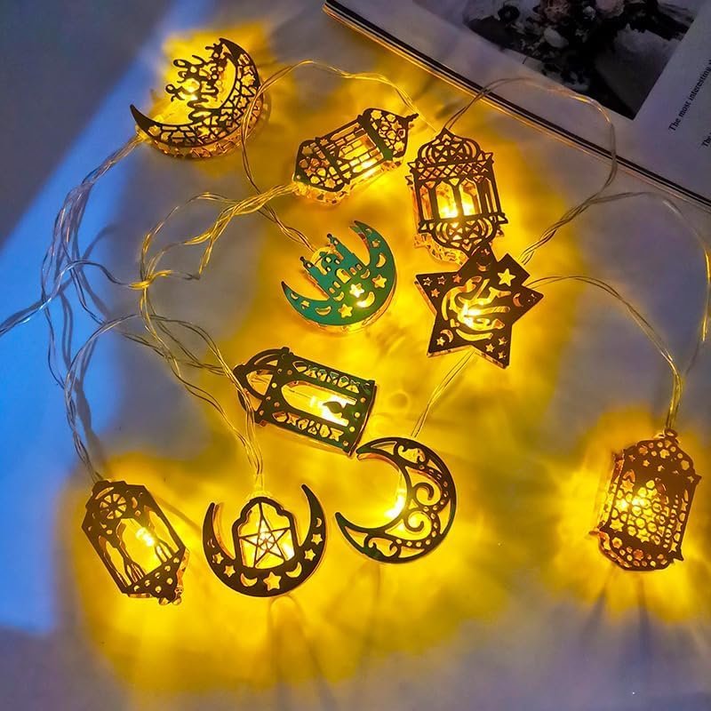 10 مصابيح LED بطول 5 اقدام من كيمووت خيالية بوضعين للبطارية ابيض دافئ مصباح رمضان اسلامي اضواء زينة العيد جنية على شكل نجمة وقمر للاماكن الداخلية والمنزل والحديقة واعياد الميلاد... - صورة 12