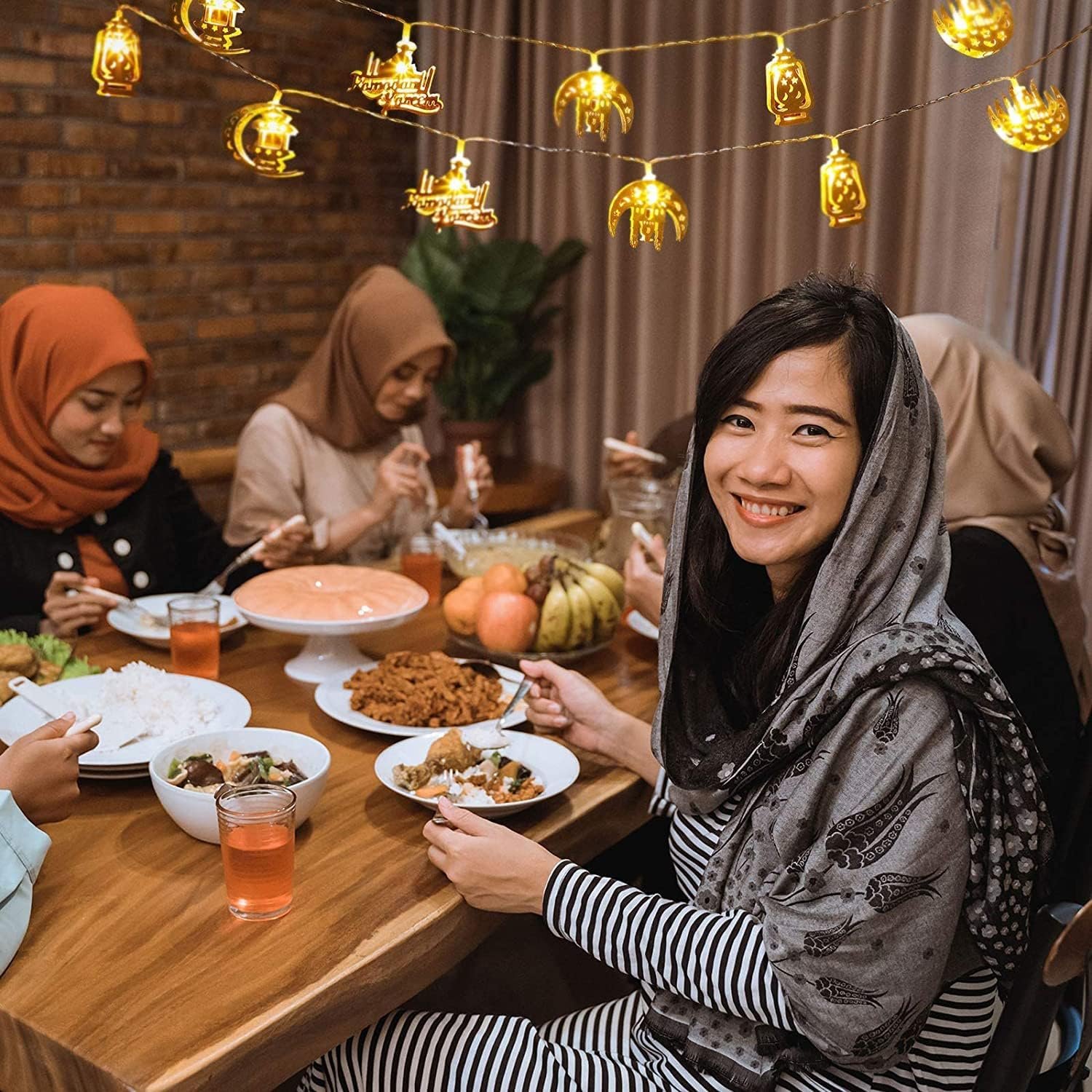 مصابيح خيالية لرمضان والعيد مصباح زينة رمضان وعيد مبارك بطول 6.5 قدم 10 فوانيس ليد لعيد المسلمين للحفلات والاحتفالات أحمر - صورة 7