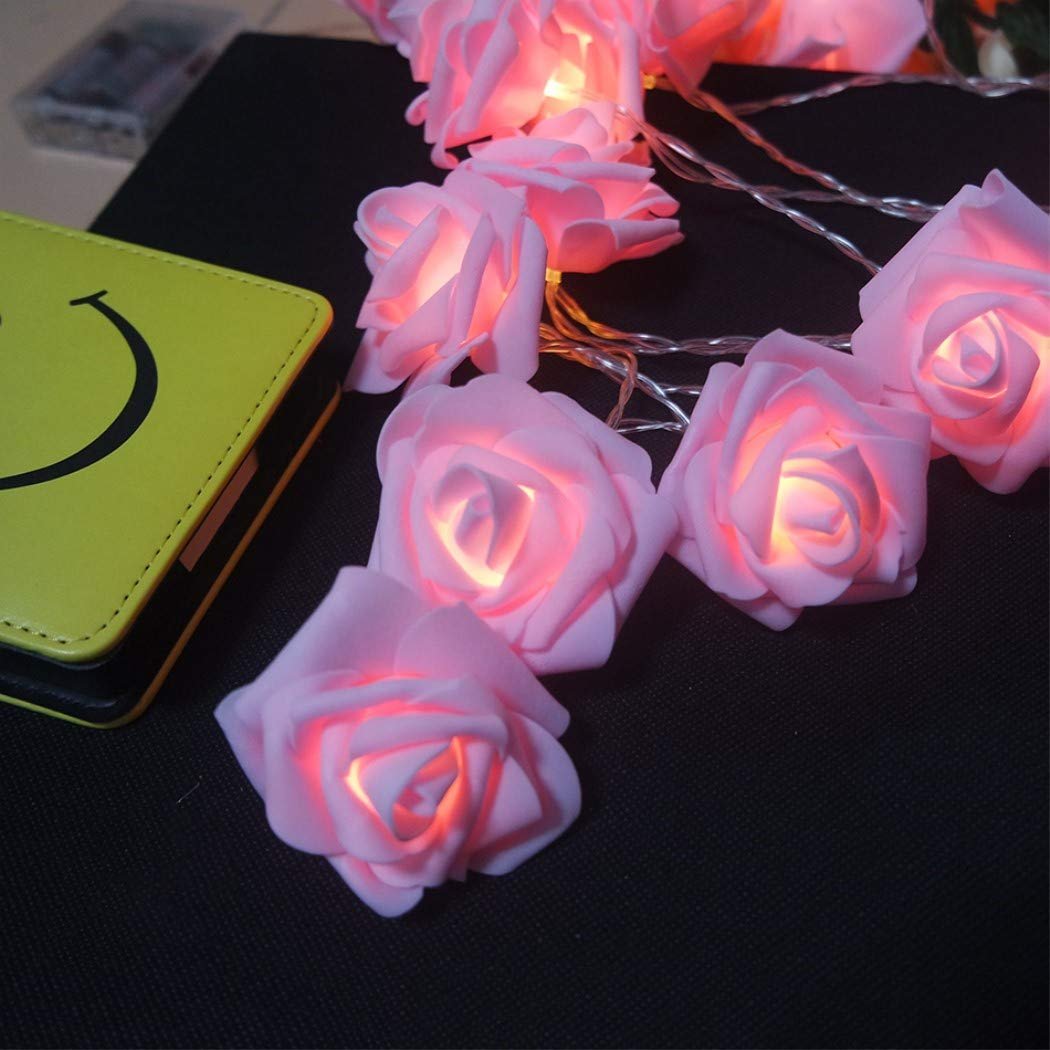 سلسلة مصابيح زينة باضاءة LED ليلية ليوم عيد الحب، تعمل بالبطارية، تصميم ورود ساحرة، طول 10 قدم، لغرفة نوم الاطفال، مراة، جدران، نوافذ، زفاف لا تتضمن بطاريات 20 قطعة، بينك من... - صورة 6