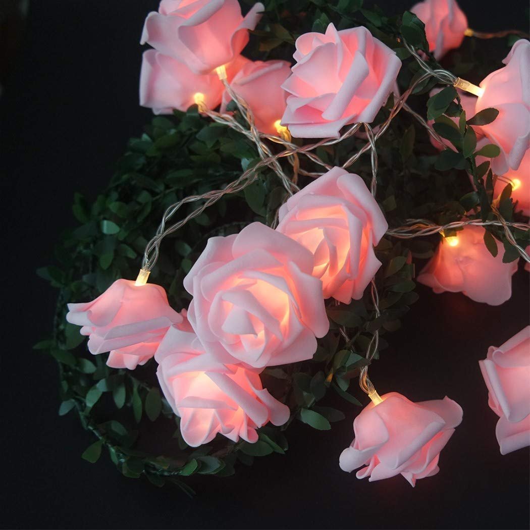 سلسلة مصابيح زينة باضاءة LED ليلية ليوم عيد الحب، تعمل بالبطارية، تصميم ورود ساحرة، طول 10 قدم، لغرفة نوم الاطفال، مراة، جدران، نوافذ، زفاف لا تتضمن بطاريات 20 قطعة، بينك من... - صورة 4