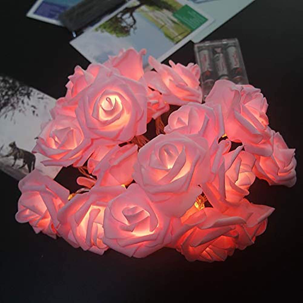 سلسلة مصابيح زينة باضاءة LED ليلية ليوم عيد الحب، تعمل بالبطارية، تصميم ورود ساحرة، طول 10 قدم، لغرفة نوم الاطفال، مراة، جدران، نوافذ، زفاف لا تتضمن بطاريات 20 قطعة، بينك من... - صورة 5