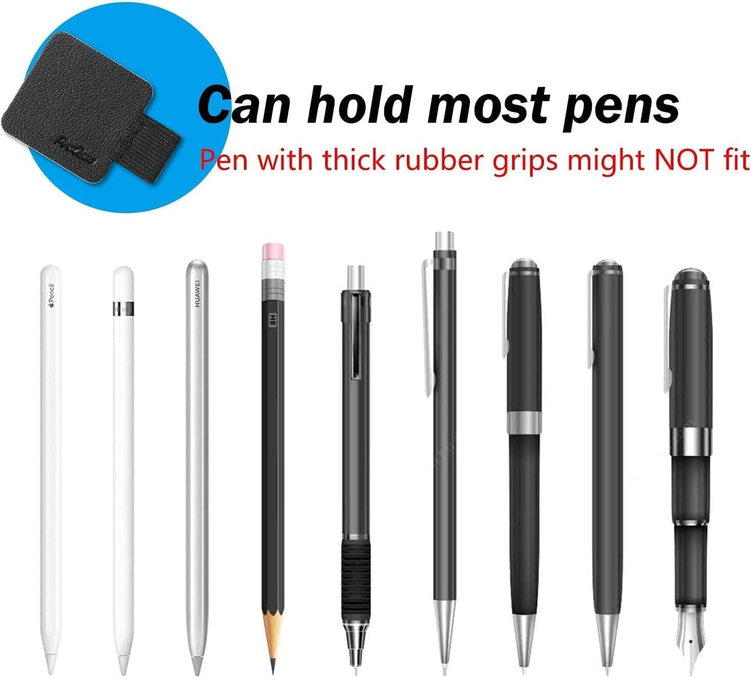 Dr.KeyProCase Self Adhesive Pen Loop Holder, for Dairy Notebooks Journals Planners, Elastic 【5 Pack】Stick On Pen Holder Stylus Loop -Black - صورة 6