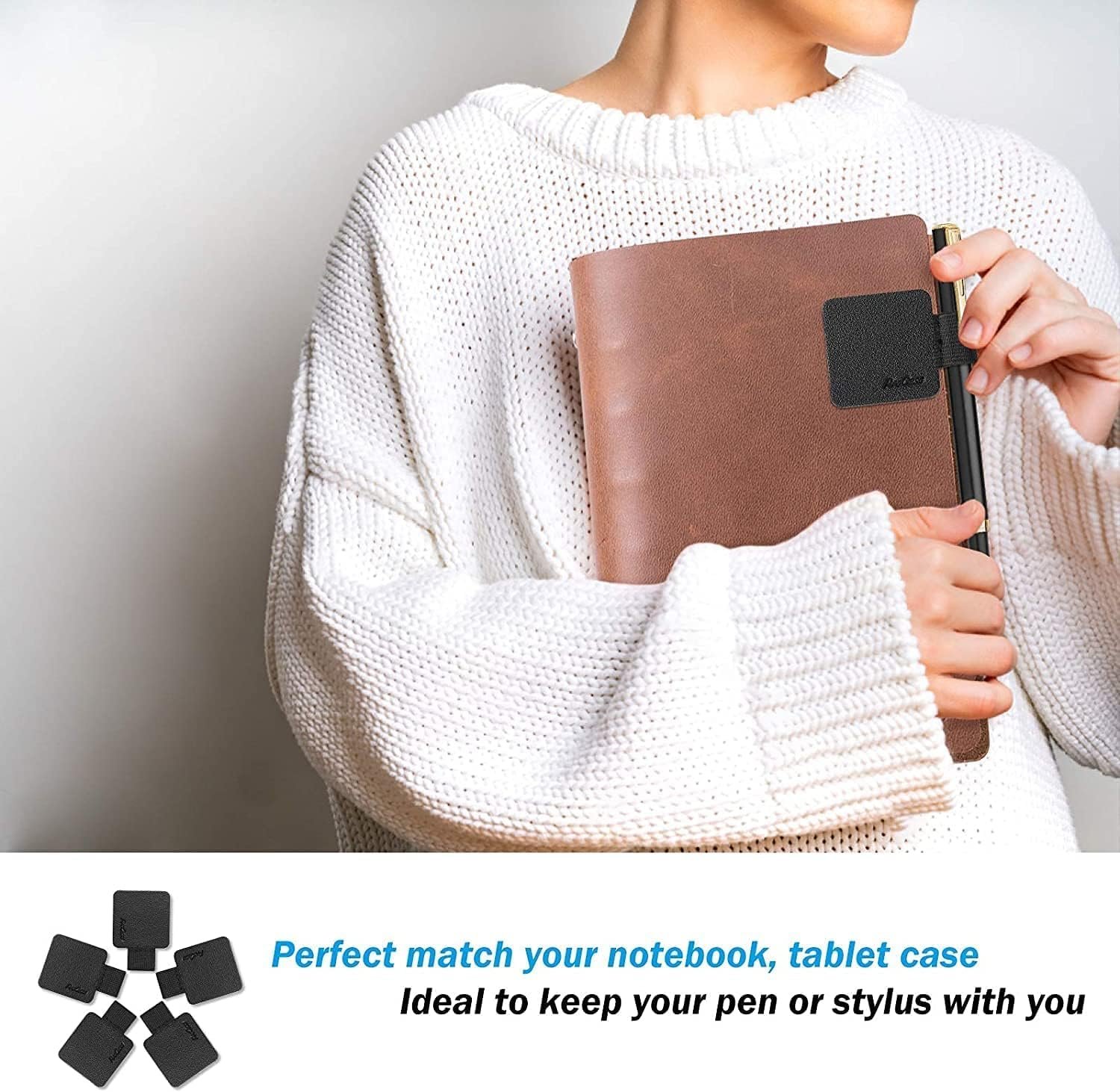 Dr.KeyProCase Self Adhesive Pen Loop Holder, for Dairy Notebooks Journals Planners, Elastic 【5 Pack】Stick On Pen Holder Stylus Loop -Black - صورة 5