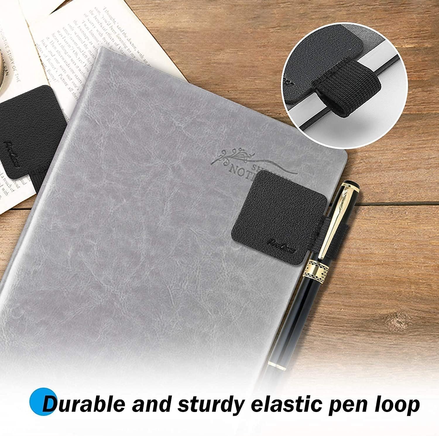 Dr.KeyProCase Self Adhesive Pen Loop Holder, for Dairy Notebooks Journals Planners, Elastic 【5 Pack】Stick On Pen Holder Stylus Loop -Black - صورة 7