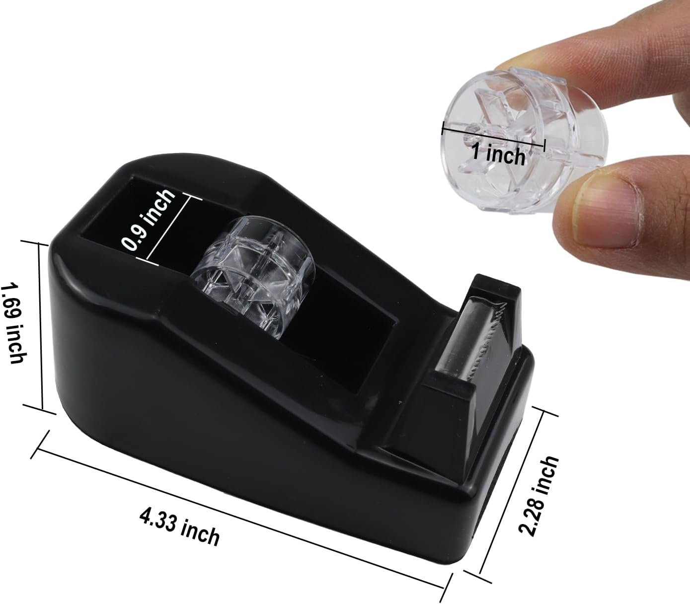 1Pcs Desktop Tape Dispenser,Adhesive Roll Holder with Weighted Nonskid Base,Office Tape Dispensers for School, Office and Home (Black) - صورة 2