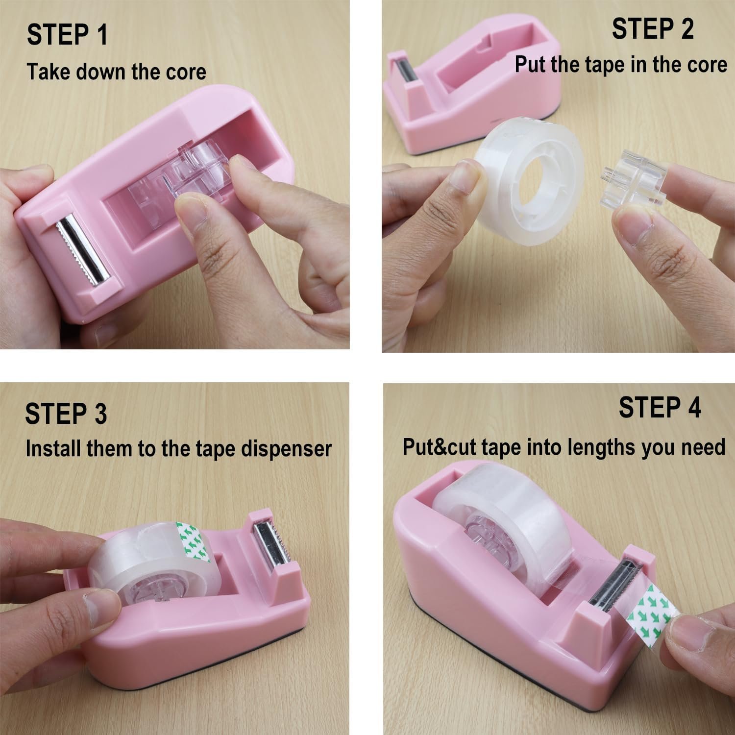 1Pcs Desktop Tape Dispenser,Adhesive Roll Holder with Weighted Nonskid Base,Office Tape Dispensers for School, Office and Home (Black) - صورة 4