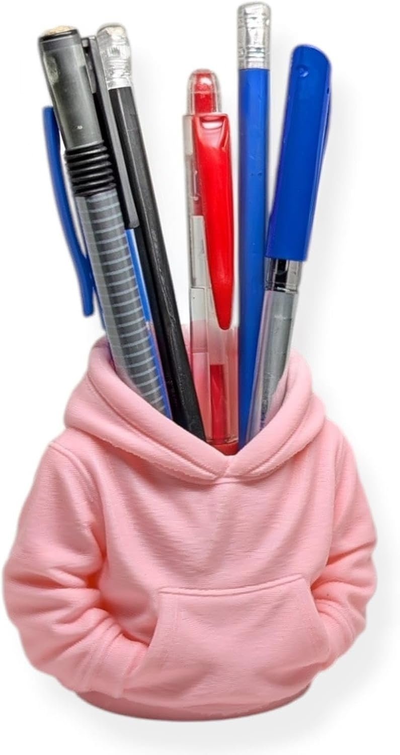 حامل أقلام بتصميم جاكيت وسويت شيرت مبطن للمكتب، منظم أقلام لطيف وممتع للمنزل والمكتب لحمل الأقلام الجاف والرصاص بتصميم جاكيت بلون فضي - صورة 10