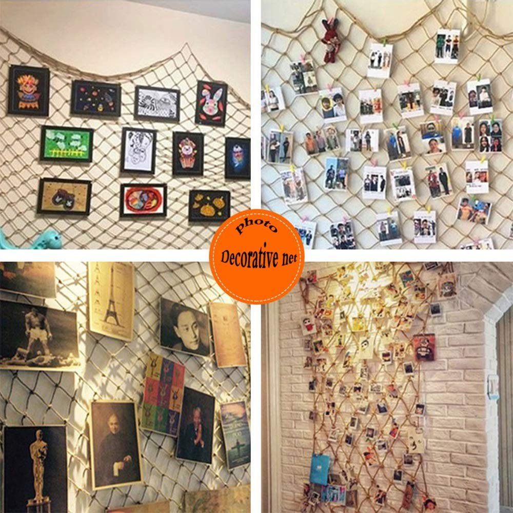شبكة حبل لنبات القنب للتسلق في الهواء الطلق للبار والمطعم الوعاء السقف للشحن لديكور المنزل وحديقة النباتات مقاس: 2.4 متر أصفر - صورة 2