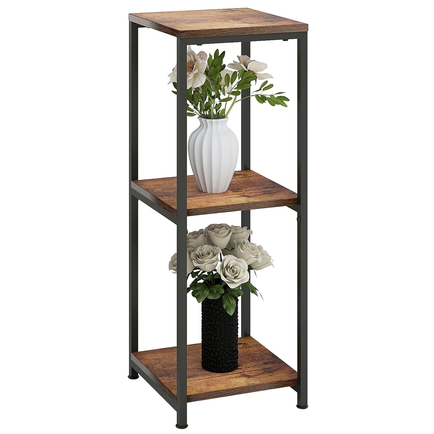 32 inch Tall Metal Wood Plant Stand, Tier Potted Plant Shelf for Indoor, Flower Pot Holder for Corner Living Room Patio Balcony Garden, Kitchen and Bathroom Display Rack, Brown,... - صورة 7