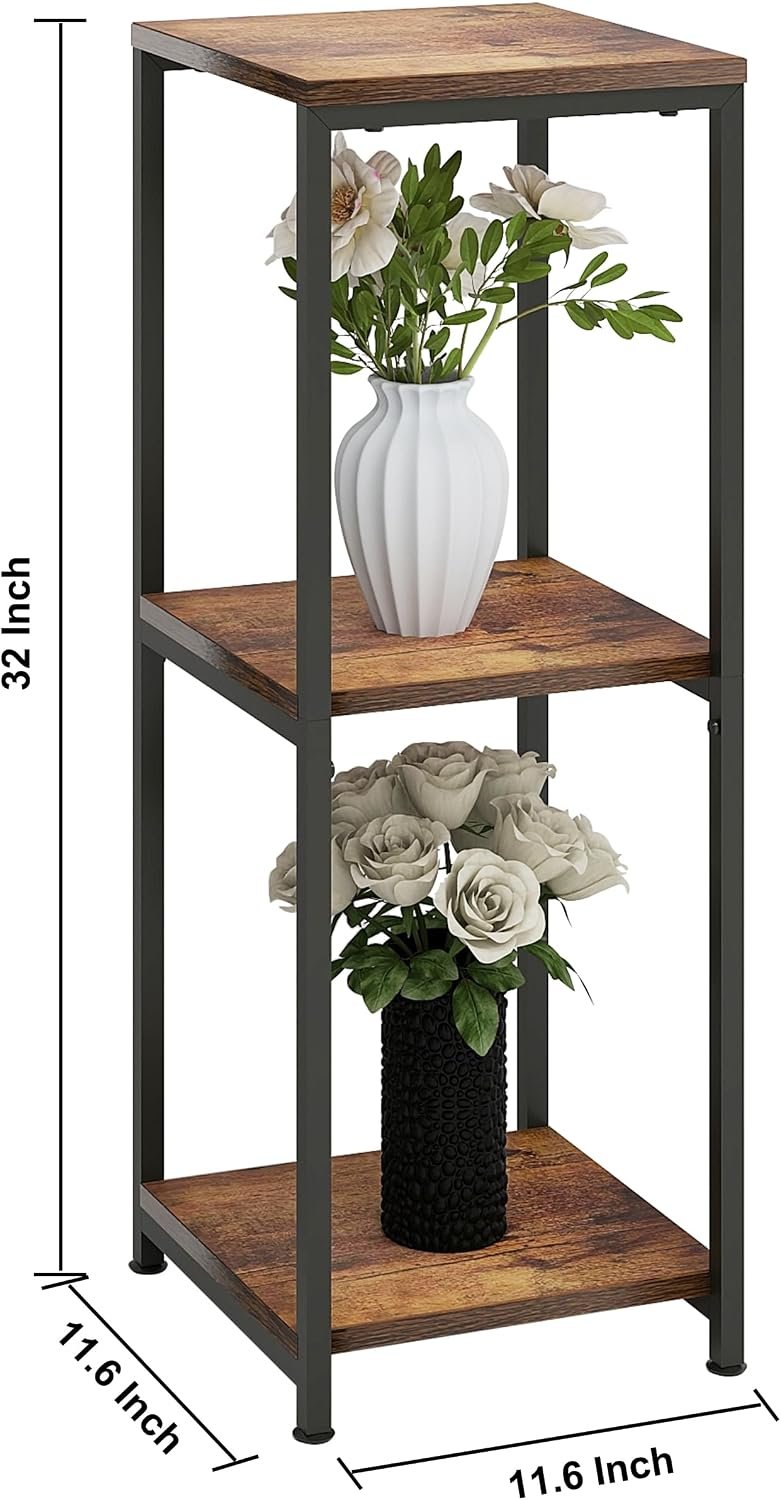 32 inch Tall Metal Wood Plant Stand, Tier Potted Plant Shelf for Indoor, Flower Pot Holder for Corner Living Room Patio Balcony Garden, Kitchen and Bathroom Display Rack, Brown,... - صورة 6
