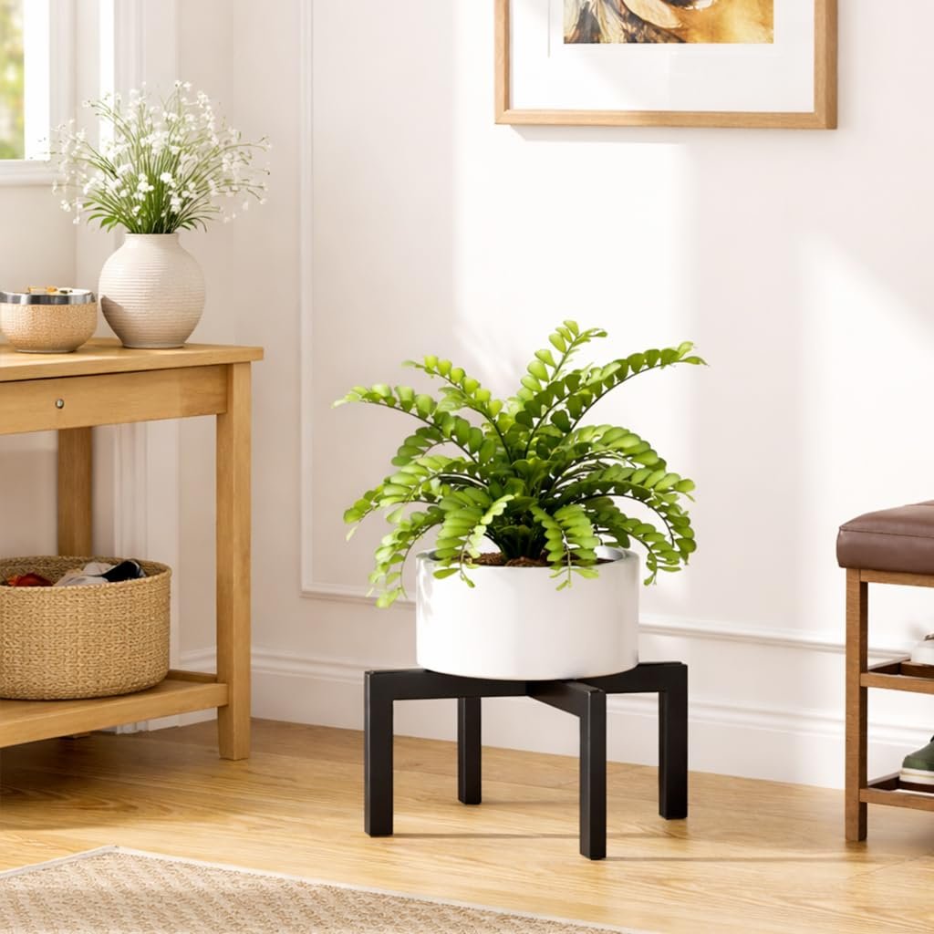 pickpiff Plant Stand Indoor Outdoor Flower Holder Riser Low Profile 150lbs Heavy Duty For Pots 5–12'' Black, Metal - صورة 5