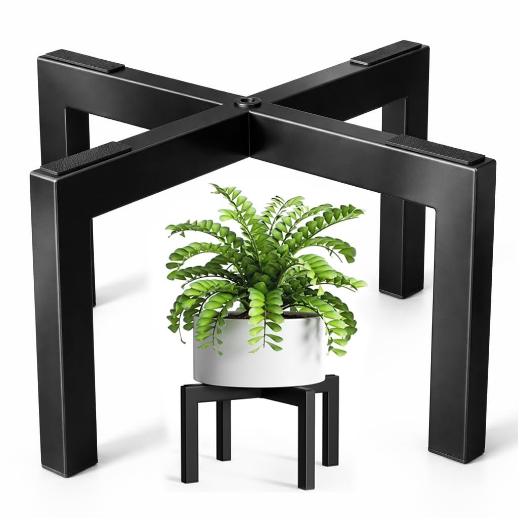 pickpiff Plant Stand Indoor Outdoor Flower Holder Riser Low Profile 150lbs Heavy Duty For Pots 5–12'' Black, Metal - صورة 3