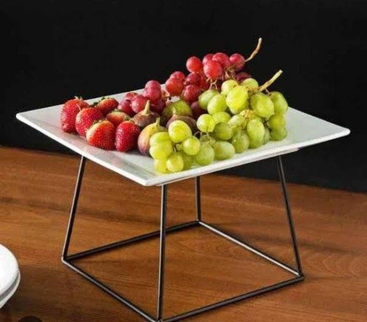 قاعدة معدنية مربعة - حامل عرض طبق ابيض انيق 27 × 27 سم، خيارات 17 سم و10 سم بلمسة نهائية ذهبية او سوداء غير لامعة (اسود 17 سم) - صورة 5