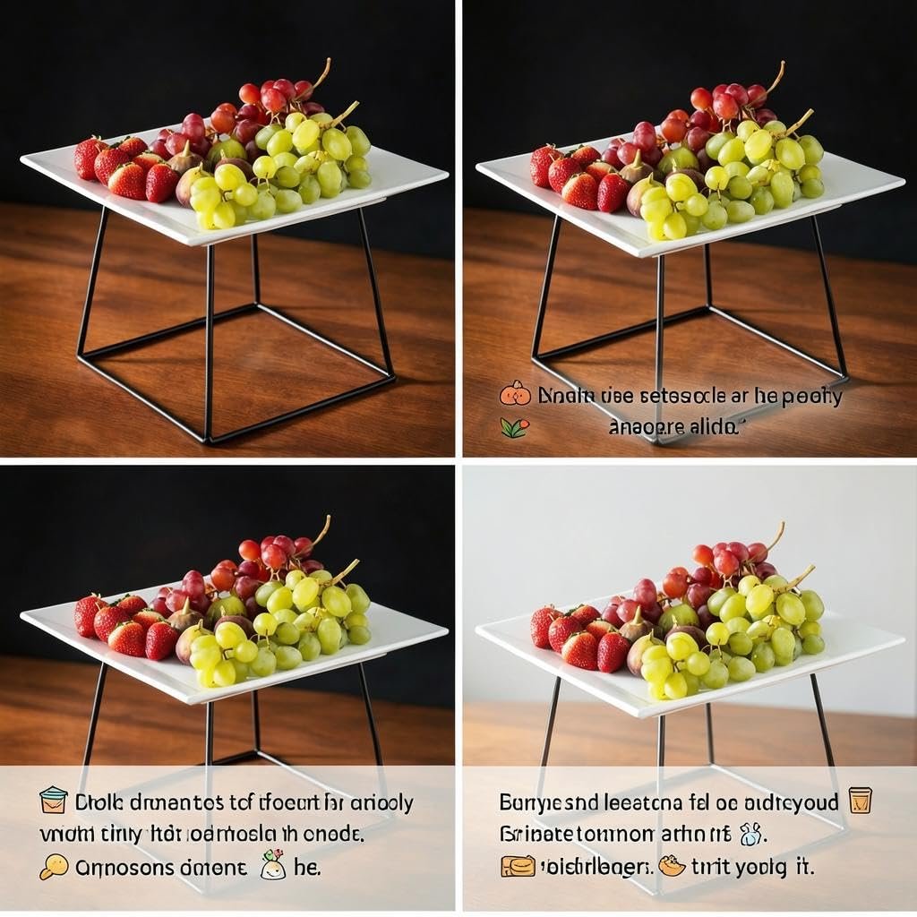 قاعدة معدنية مربعة - حامل عرض طبق ابيض انيق 27 × 27 سم، خيارات 17 سم و10 سم بلمسة نهائية ذهبية او سوداء غير لامعة (اسود 17 سم) - صورة 4