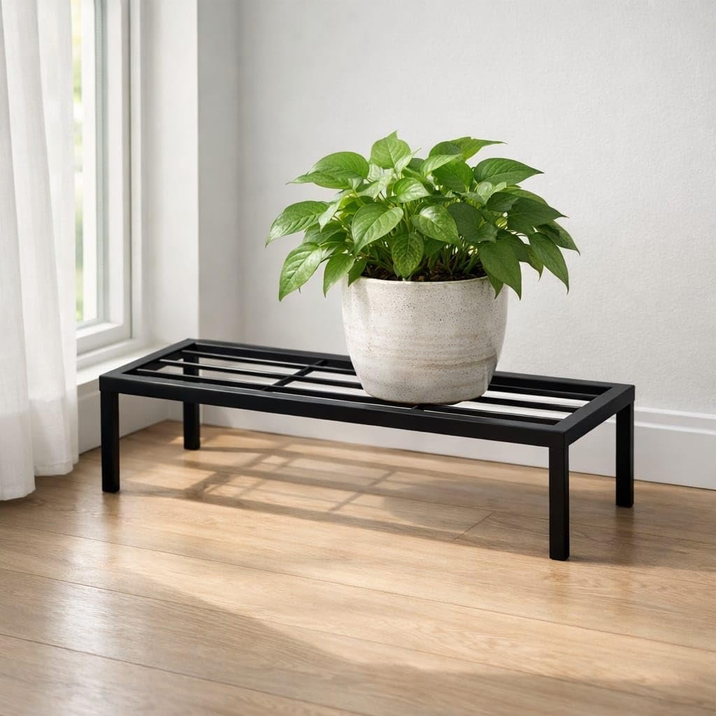 Kundi Plant Stand for Balcony Decoration | Anti-Rust Metal Pot Stand for Indoor & Outdoor Plants | Garden Flowerpot Stand | Black | 24 Inch | (Pack of 1) - صورة 2