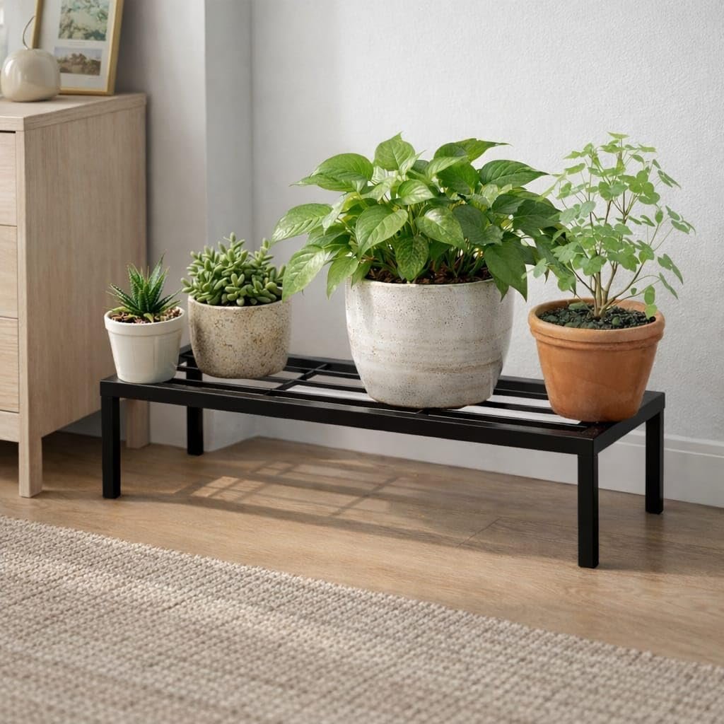 Kundi Plant Stand for Balcony Decoration | Anti-Rust Metal Pot Stand for Indoor & Outdoor Plants | Garden Flowerpot Stand | Black | 24 Inch | (Pack of 1) - صورة 4
