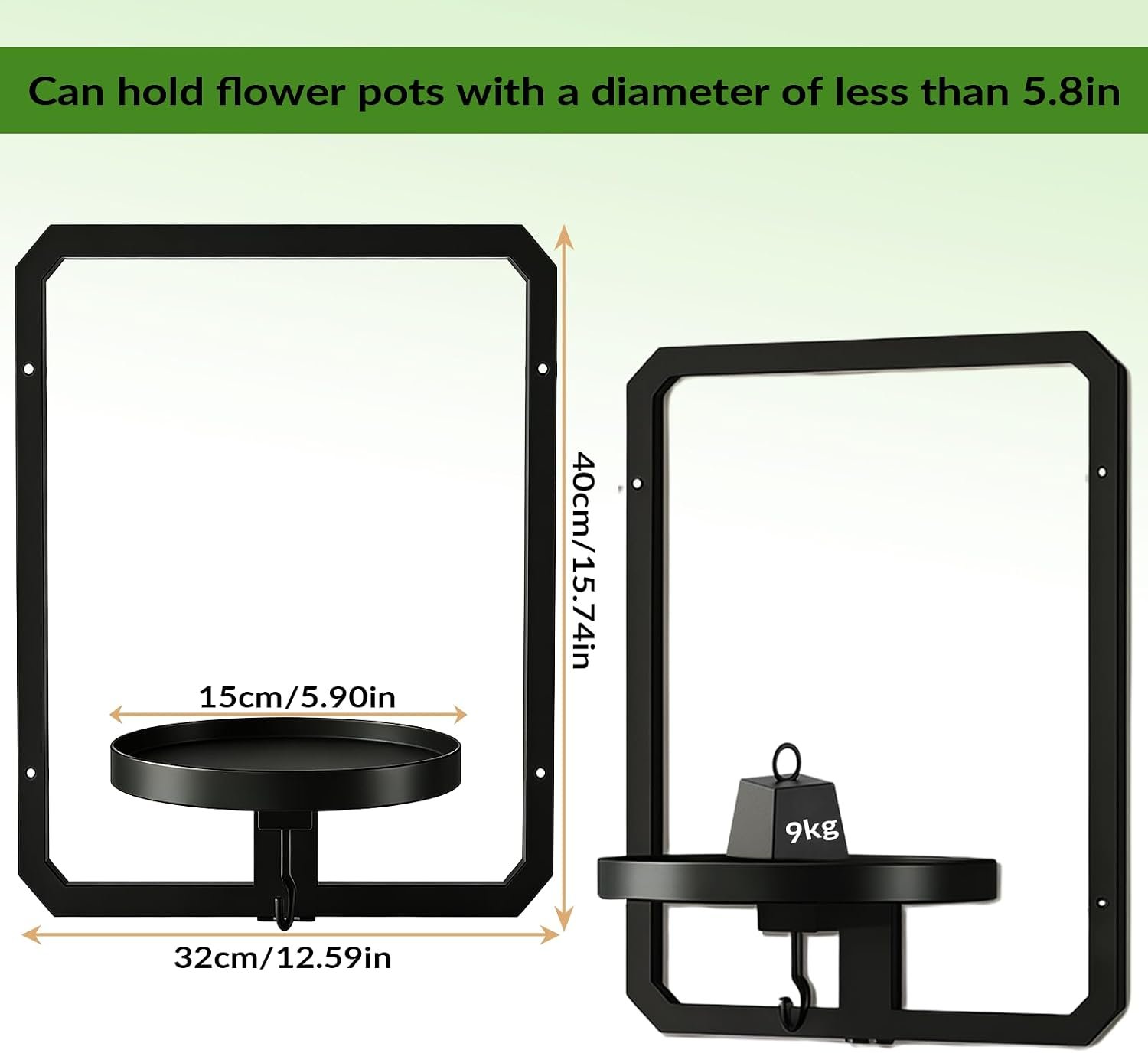 Indoor Wall Plant Stand with Parts Metal Plant Rack Window Plant Shelves Hanging Planters Display Shelving for Hanging Plants for Home Indoor and Outdoor (rectangle) - صورة 2