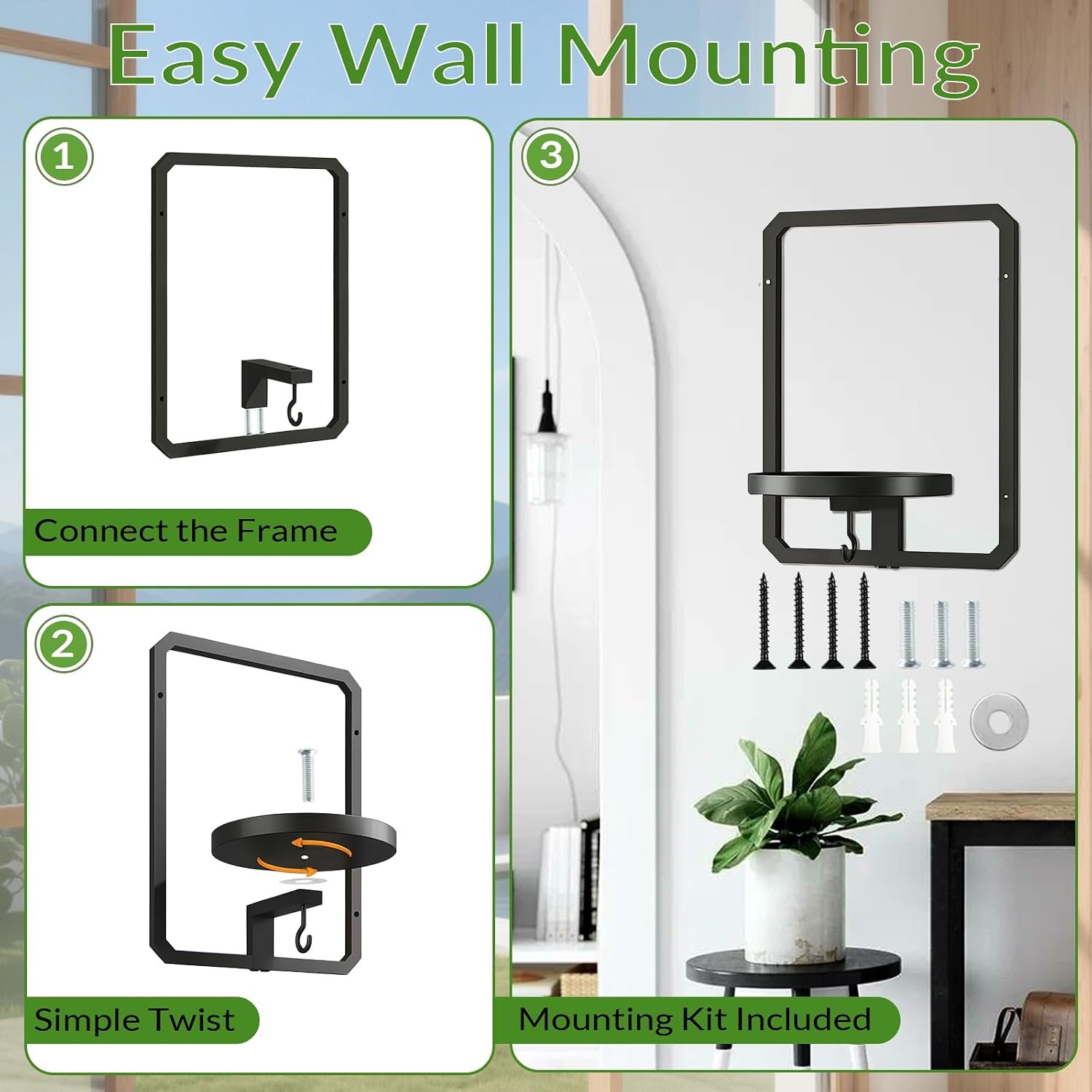 Indoor Wall Plant Stand with Parts Metal Plant Rack Window Plant Shelves Hanging Planters Display Shelving for Hanging Plants for Home Indoor and Outdoor (rectangle) - صورة 3