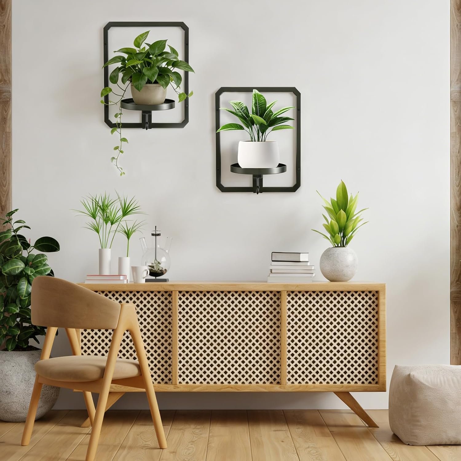 Indoor Wall Plant Stand with Parts Metal Plant Rack Window Plant Shelves Hanging Planters Display Shelving for Hanging Plants for Home Indoor and Outdoor (rectangle) - صورة 6