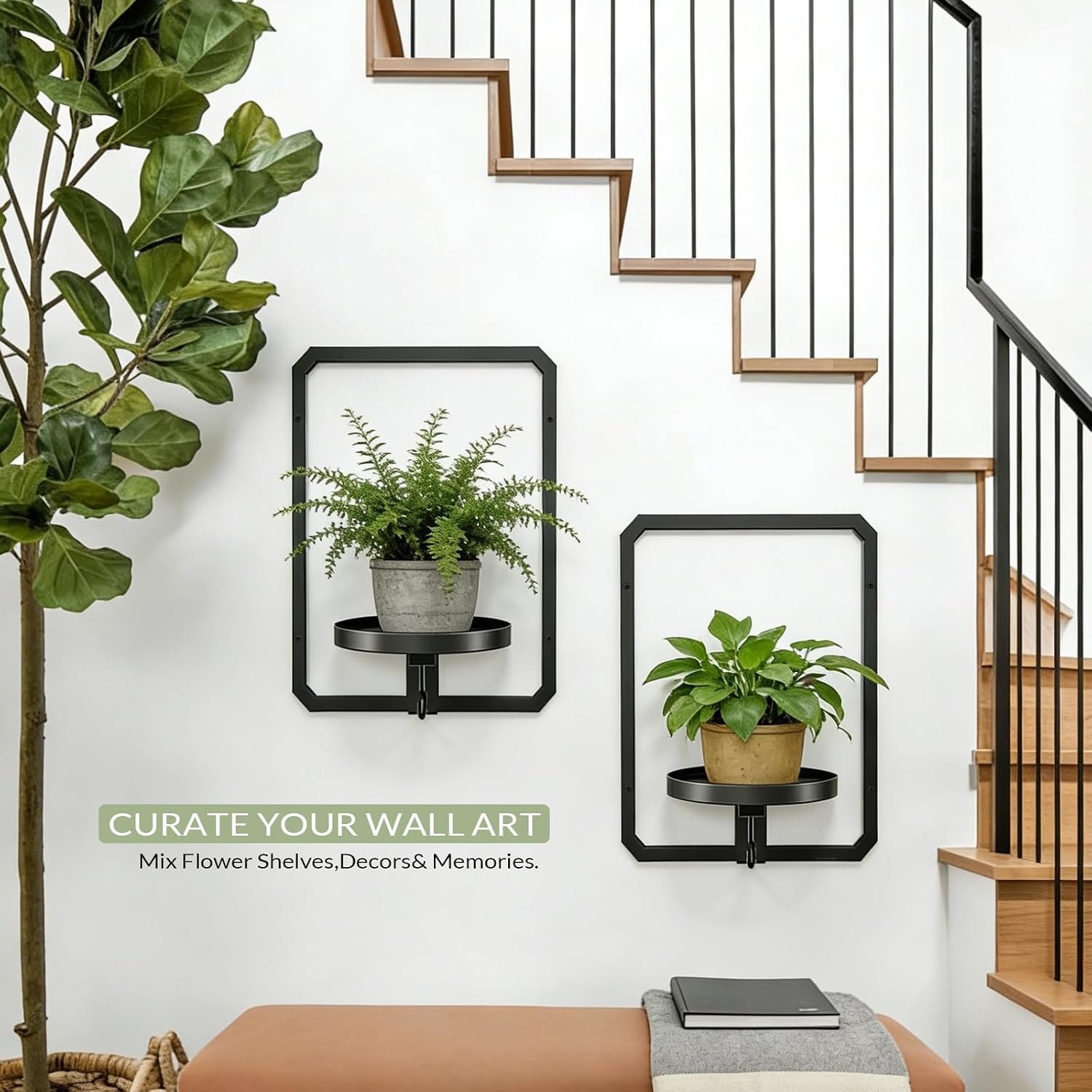 Indoor Wall Plant Stand with Parts Metal Plant Rack Window Plant Shelves Hanging Planters Display Shelving for Hanging Plants for Home Indoor and Outdoor (rectangle) - صورة 5