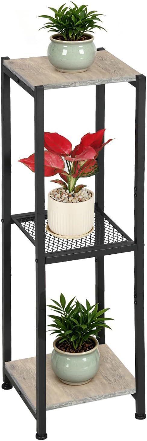 Dipion Tall Plant Stand Indoor,31 Inch Plants Stands,2 Tier Metal Plant Stand with Heavy Duty Wood,Yellow Oak and Black - صورة 7