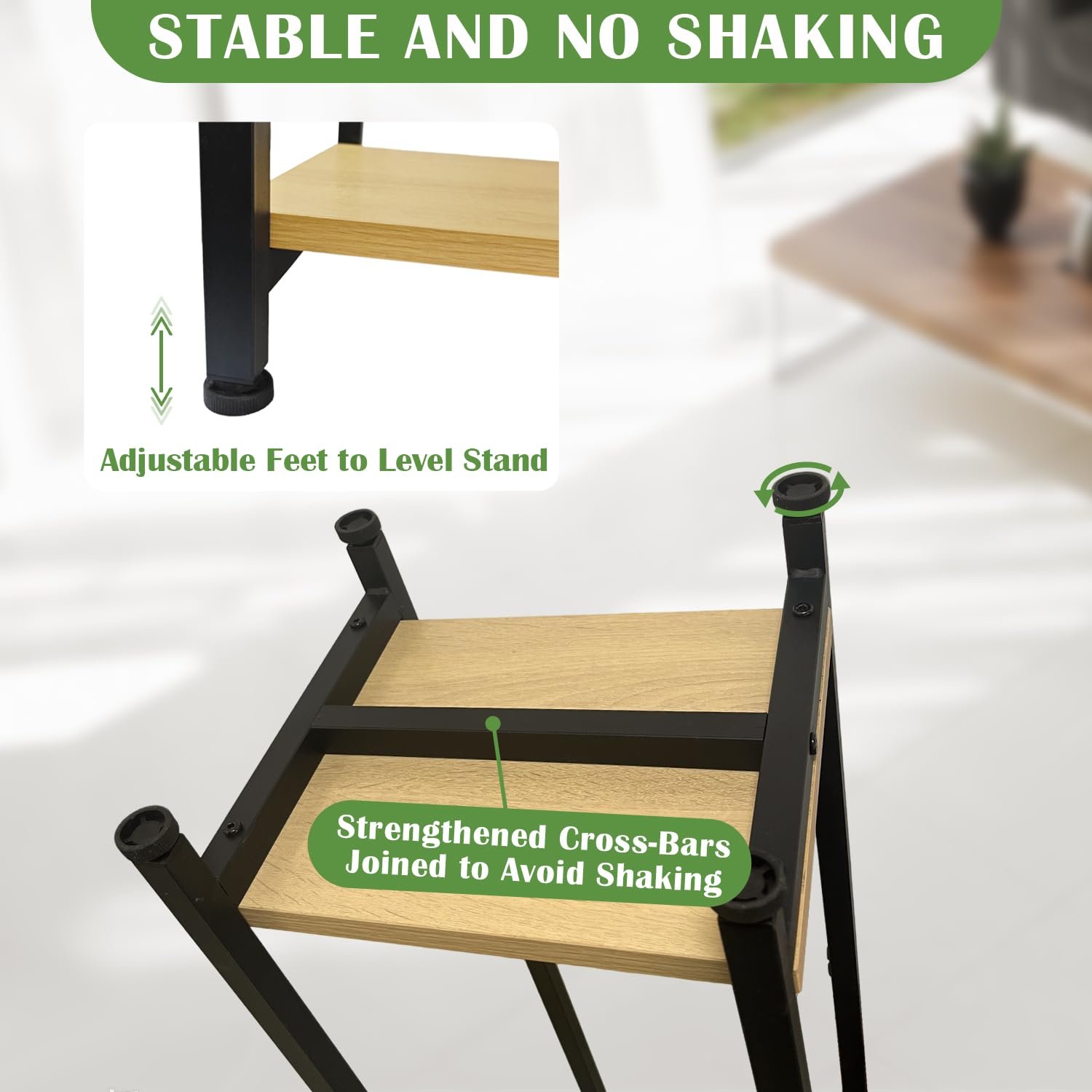 Dipion Tall Plant Stand Indoor,31 Inch Plants Stands,2 Tier Metal Plant Stand with Heavy Duty Wood,Yellow Oak and Black - صورة 10