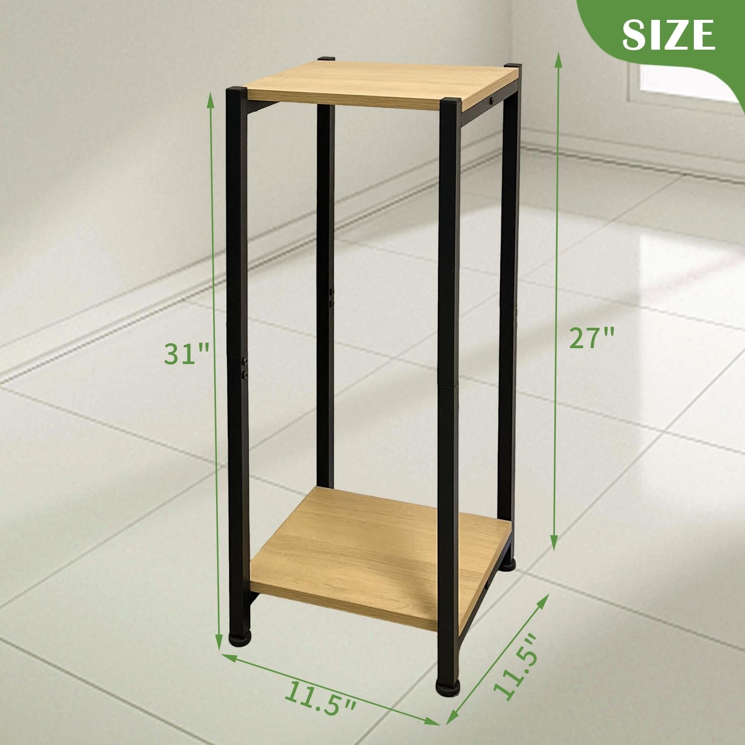 Dipion Tall Plant Stand Indoor,31 Inch Plants Stands,2 Tier Metal Plant Stand with Heavy Duty Wood,Yellow Oak and Black - صورة 12
