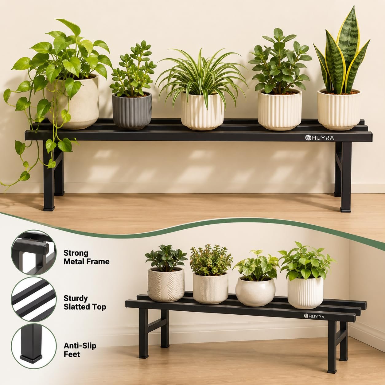 Modern Rust Proof Stand for Plants in Balcony | Plant Stands for Indoor Living Room |Heavy duty Plant Stands for Home, Garden & Outdoor Décor (Black) - صورة 6