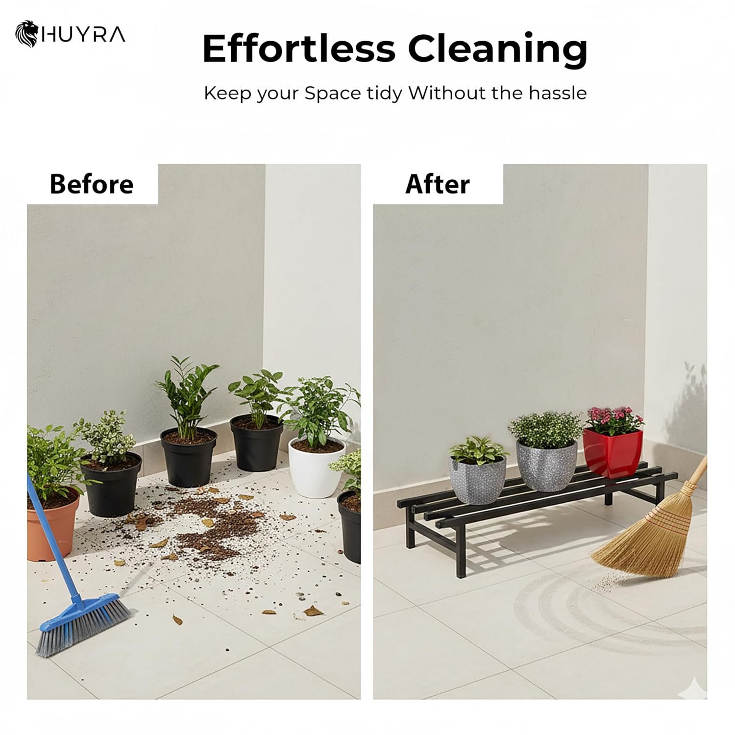 Modern Rust Proof Stand for Plants in Balcony | Plant Stands for Indoor Living Room |Heavy duty Plant Stands for Home, Garden & Outdoor Décor (Black) - صورة 7