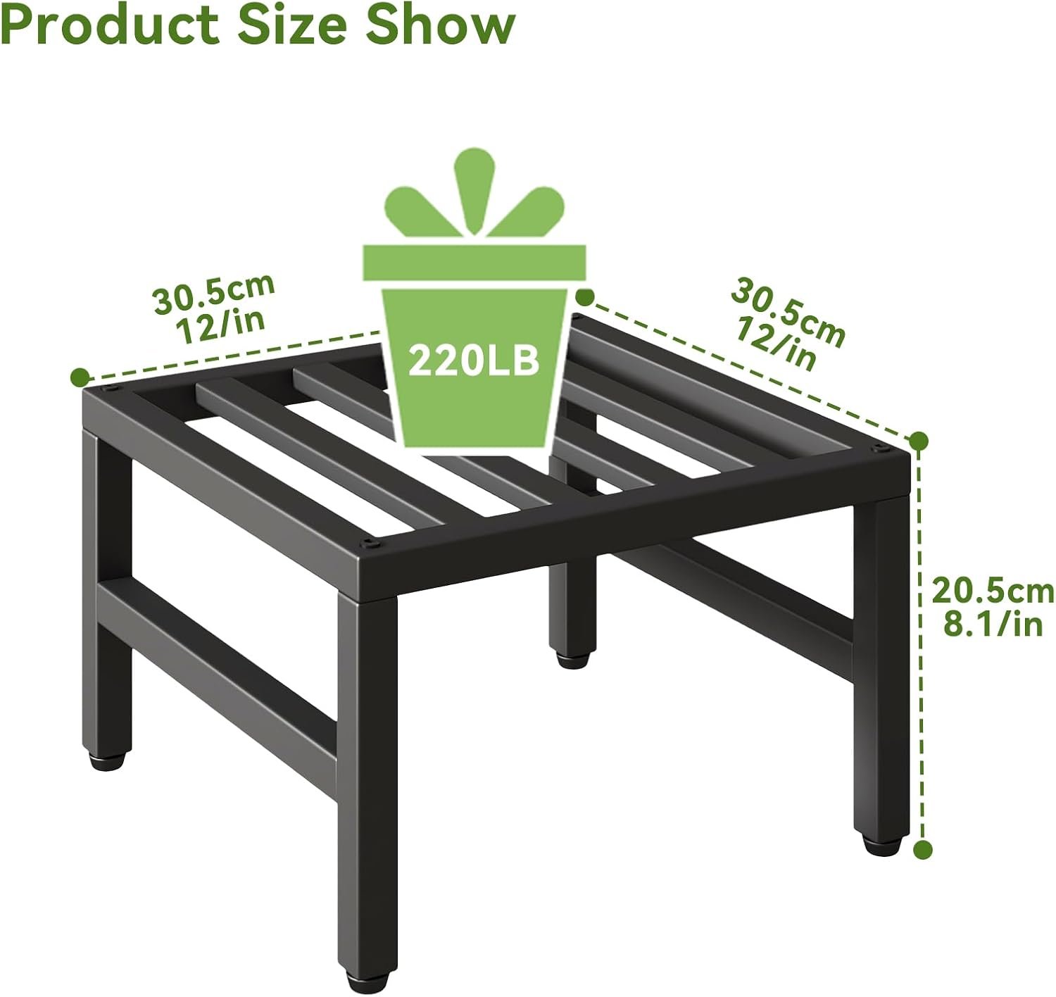 IBUYKE 2 Pack Metal Plant Stand Indoor Outdoor, Heavy Duty Small Flower Pot Stand, Modern Square Plant Shelf Flower Stand for Living Room Patio Balcony Garden, Black TMJ075B-2 - صورة 3