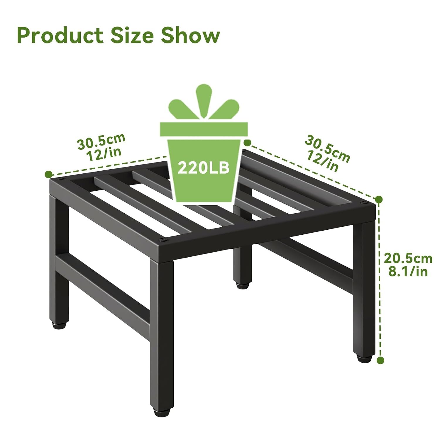 IBUYKE 2 Pack Metal Plant Stand Indoor Outdoor, Heavy Duty Small Flower Pot Stand, Modern Square Plant Shelf Flower Stand for Living Room Patio Balcony Garden, Black TMJ075B-2 - صورة 10