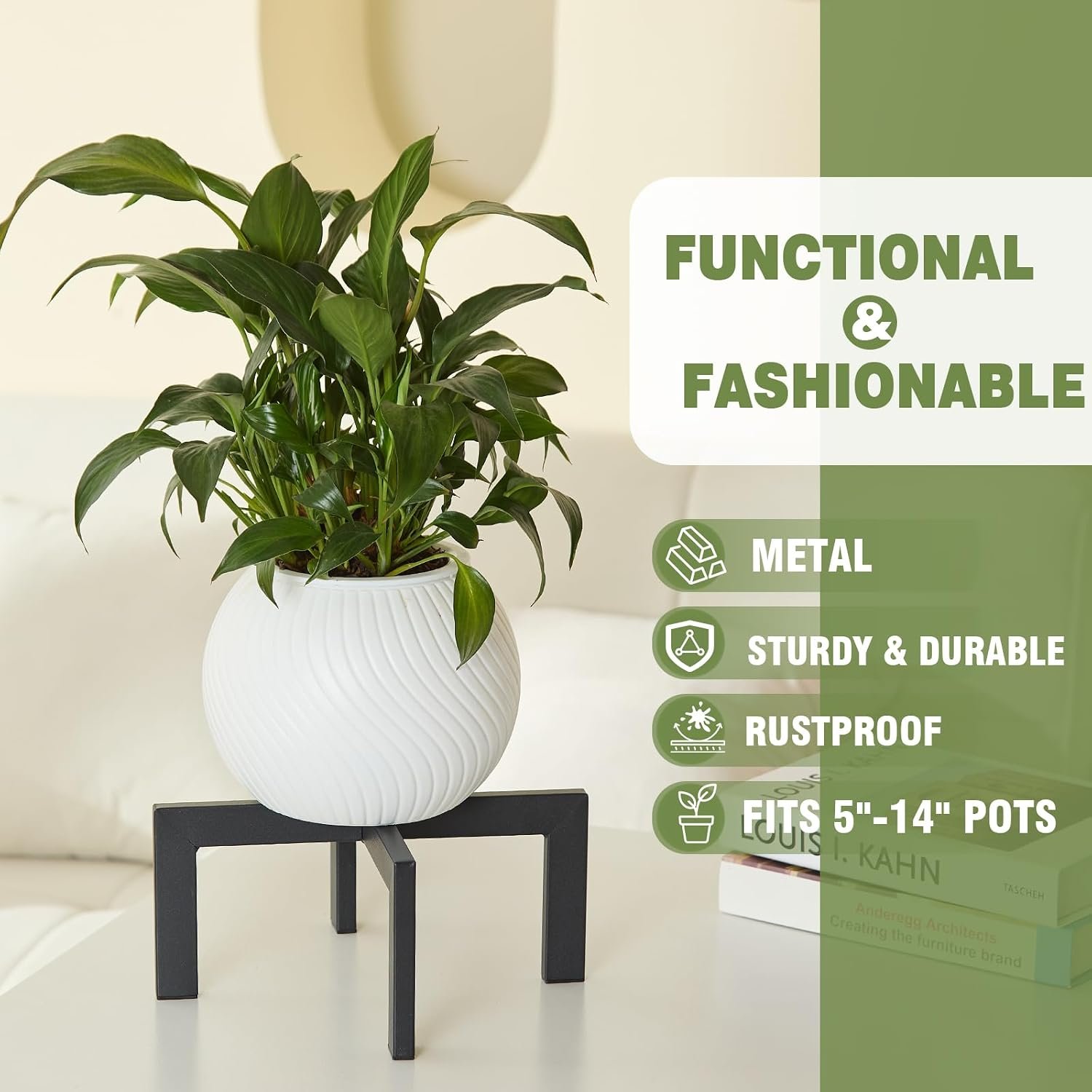 Heavy-Duty Metal Plant Stands Indoor Outdoor - 2/3 Pack Black Modern Flower Pot Holder Stands for 5-12 Inch Pots(Plant Not Included) (2Pcs) - صورة 3
